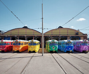 Bunte Straßenbahnen in Göteborg