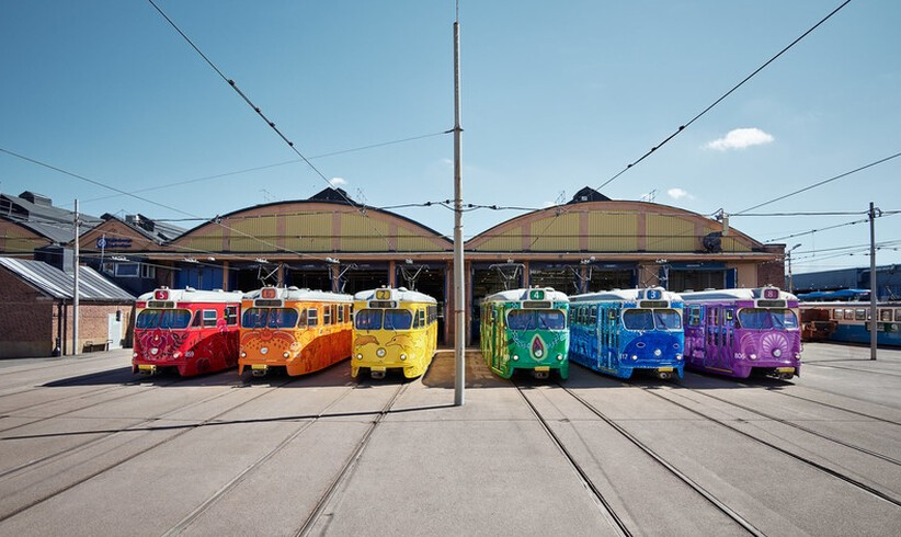 Bunte Straßenbahnen in Göteborg