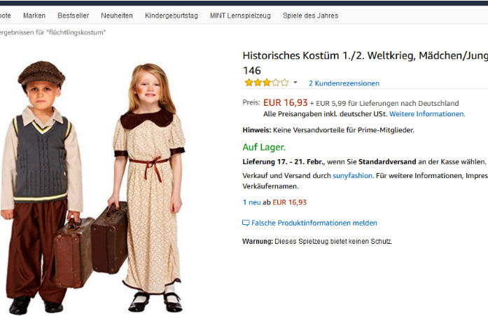 fasching flüchtlinge amazon