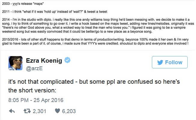 ezra koenig tweet